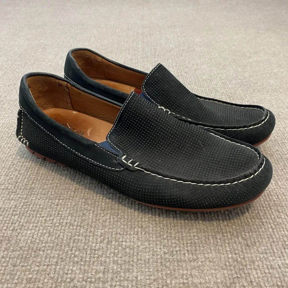 Johnston & Murphy Shoes Mens Size 8.5 Black Leather Slip On Loafers 25-8437